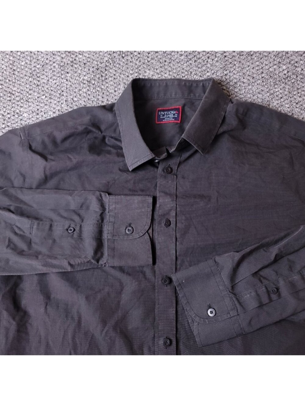 UNTUCKit Black Stone Shirt Mens XL Regular  Button Long Sleeve Cotton
